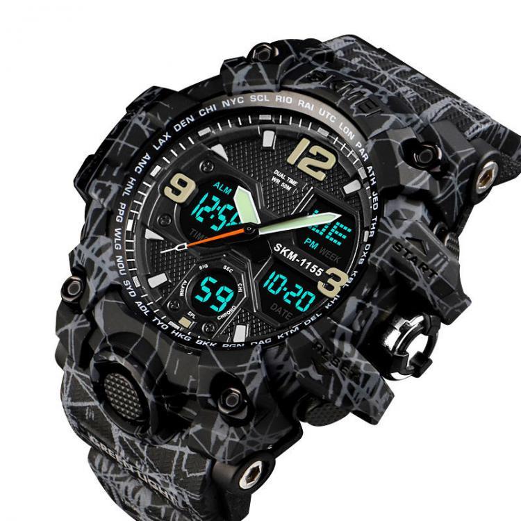 shopping שעונים לגבר SKMEI 1155B Military Camouflage Waterproof Multi-function Outdoor Dual Digital Watch Men Watch