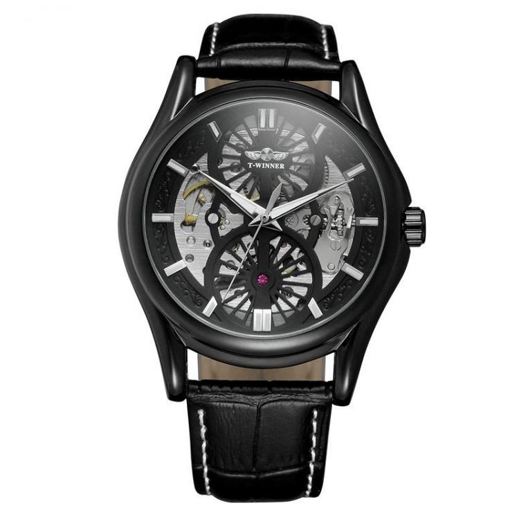 shopping שעונים לגבר A3 Genuine Leather Strap Automatic Mechanical Watch Fashionable Transparent Case Men Watch