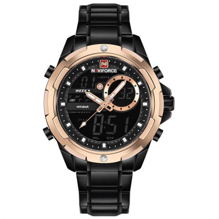 shopping שעונים לגבר NAVIFORCE 9120 Male Dual Display Digital Watch Luminous Calendar Alarm Fashion Outdoor Watch