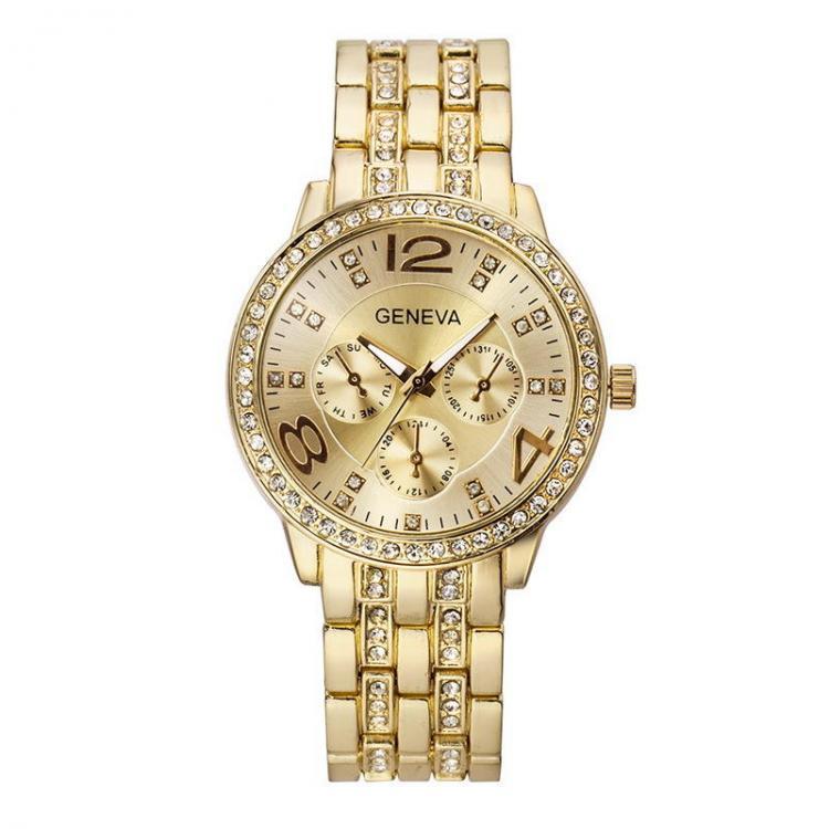 shopping שעונים לגבר Fashion Crystal Luxury Big Number Stainless Steel Band Men Women Quartz Watch