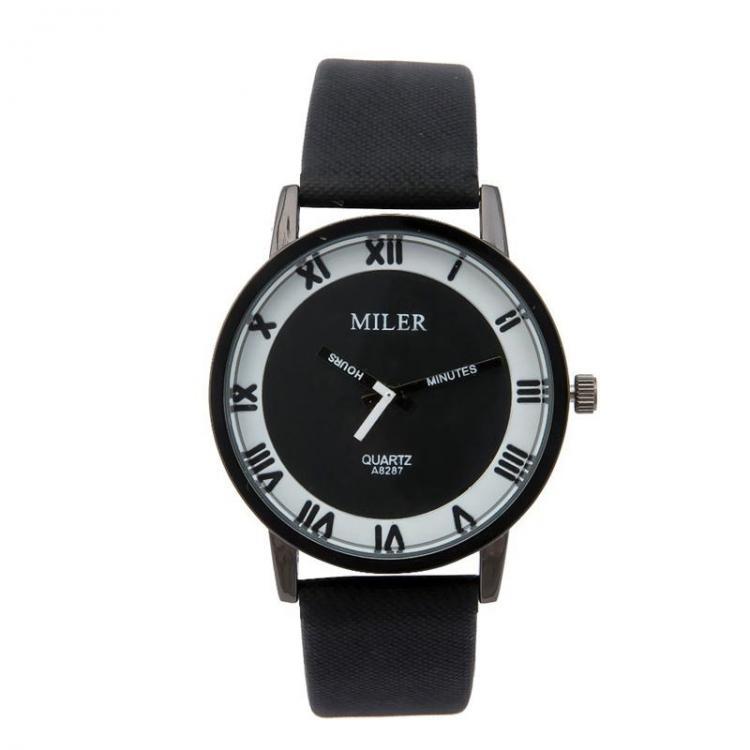 shopping שעונים לגבר MILIER 8287 Fashion Unisex Male Female Leather Strap Lovers Quartz Wrist Watch