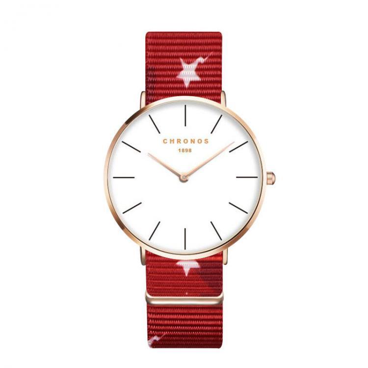 shopping שעונים לגבר CHRONOS CH20 Rose Gold Case Unisex Wrist Watch Nylon Strap Quartz Movement Watch