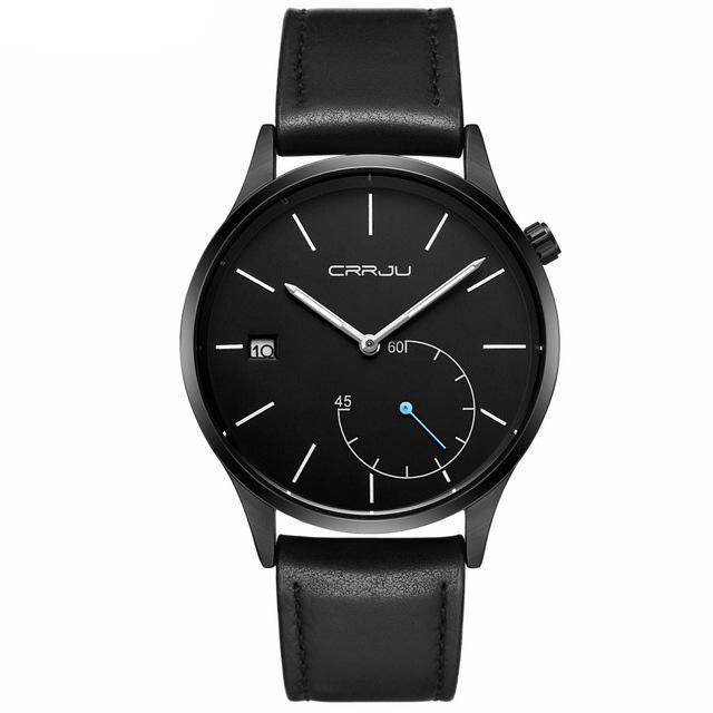shopping שעונים לגבר CRRJU 2129 Casual Style Calendar Men Wrist Watch Leather Strap Working-dials Quartz Watches
