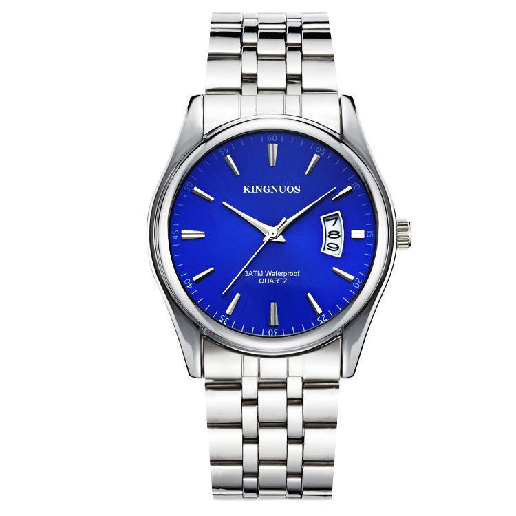 shopping שעונים לגבר KINGNUOS 1853 Stainless Steel Band Business Men Wrist Watch Date Display Quartz Watch