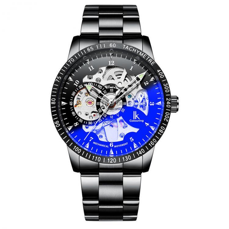 shopping שעונים לגבר IK COLOURING 98226G Skeleton Dial Automatic Mechanical Watches Business Style Men Watch