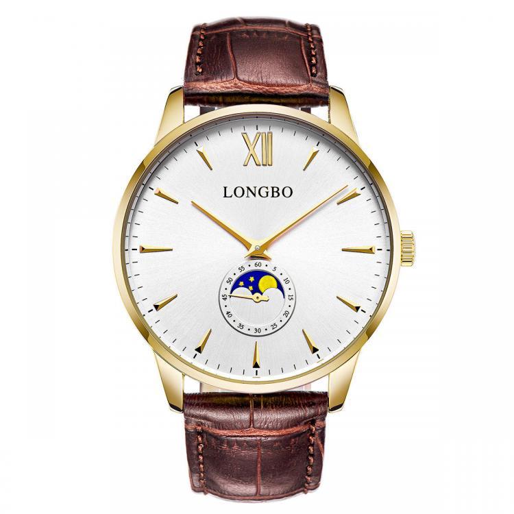 shopping שעונים לגבר LONGBO 5008 The Sun The Moon The Stars Leather Band Waterproof Men Women Quartz Watch