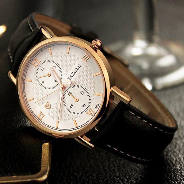 shopping שעונים לגבר YAZOLE 355 Men Watch Luminous Fashion Classic Leather Strap Male Quartz Wrist Watch