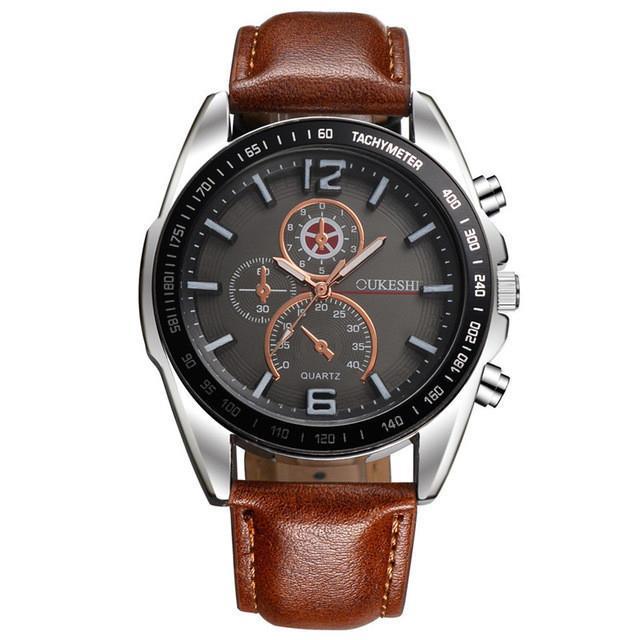 shopping שעונים לגבר Deffrun Business Style Men Wrist Watch Decorate Three Dials Leather Strap Quartz Watches
