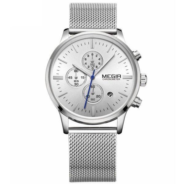 shopping שעונים לגבר MEGIR 2011G Men Watch Luxury Ultra Slim Business Stainless Steel Strap Quartz Wrist Watch