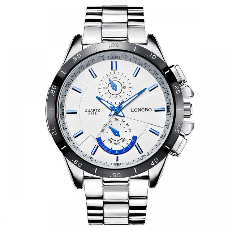 shopping שעונים לגבר LONGBO 8833 Stainless Steel Band Fashion Business Style Luminous Display Men Quartz Watch