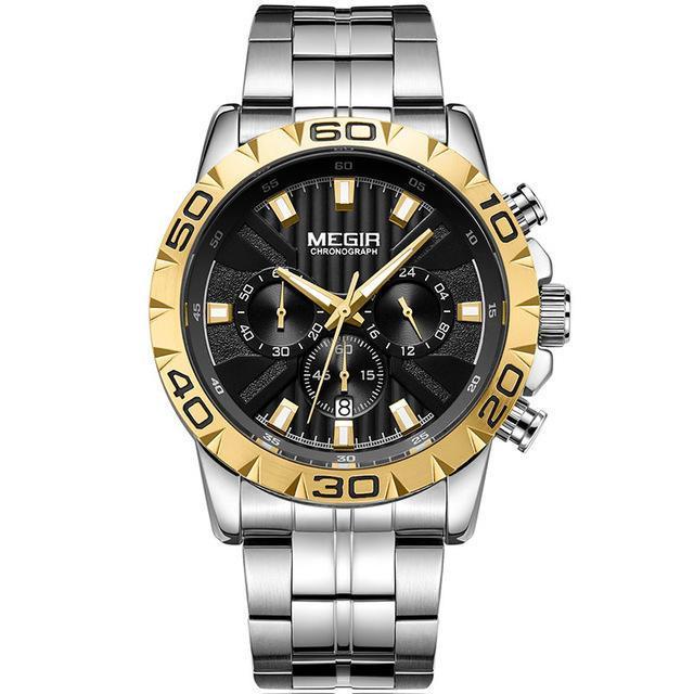 shopping שעונים לגבר MEGIR 2087 Business Hardlex Mirror Luminous Waterproof Quartz Watch Stainless Steel Men Wrist Watch
