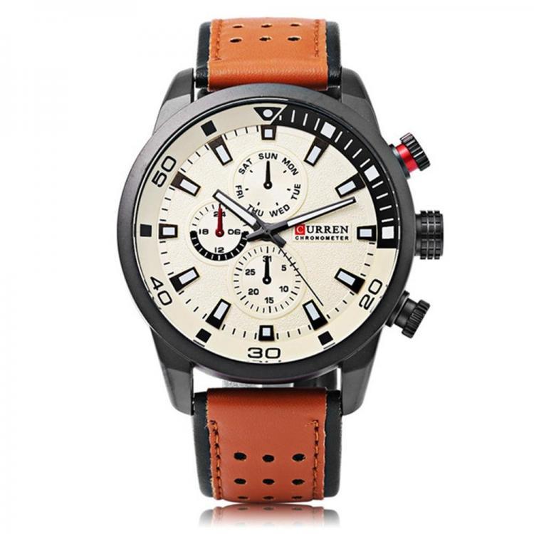 shopping שעונים לגבר CURREN 8250 Luxury Leather Watch Band Fashion Casual Men Quartz Wrist Watch