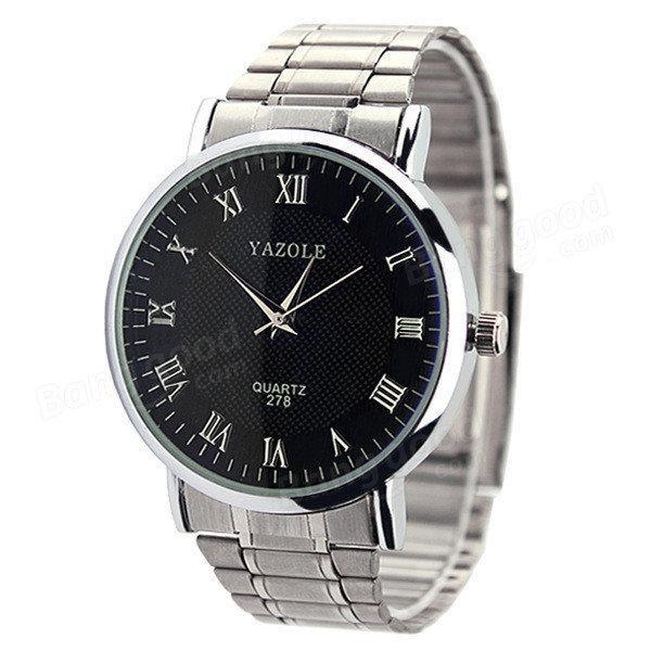 shopping שעונים לגבר YAZOLE 278 Stainless Steel Analog Quartz Couples Wrist Watch