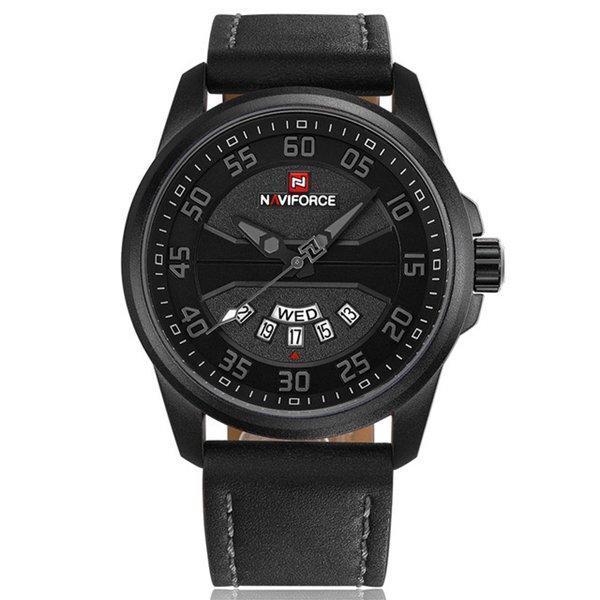 shopping שעונים לגבר NAVIFORCE NF9124 Men Watch Sport Leather Strap Simple Dial Male Quartz Wrist Watch