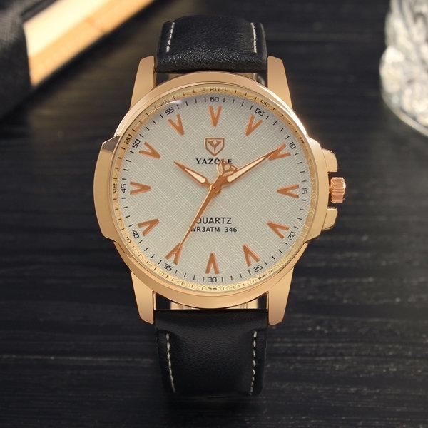 shopping שעונים לגבר YAZOLE 346 Fashion Men Quartz Watch Casual Leather Strap Watch