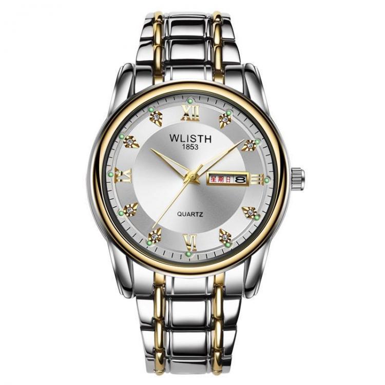 shopping שעונים לגבר WLISTH Men Full Steel Belt Quartz Watch Business Luminous Waterproof Calendar Casual Wristwatch