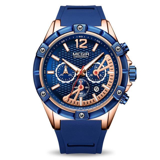 shopping שעונים לגבר MEGIR 2083G Military Design Chronograph Silicone Waterproof Quartz Watch Men Wrist Watch