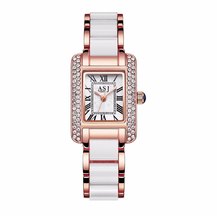 shopping שעונים לגבר Elegant Ceramic Strap Crystal Case Roman Numerals Dial Women Ladies Dress Quartz Watch