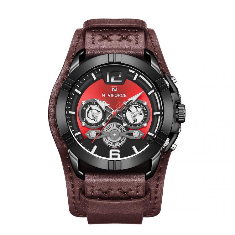 shopping שעונים לגבר NAVIFORCE 9162 Multifunction Date Display Men Wrist Watch Genuine Leather Strap Quartz Watch
