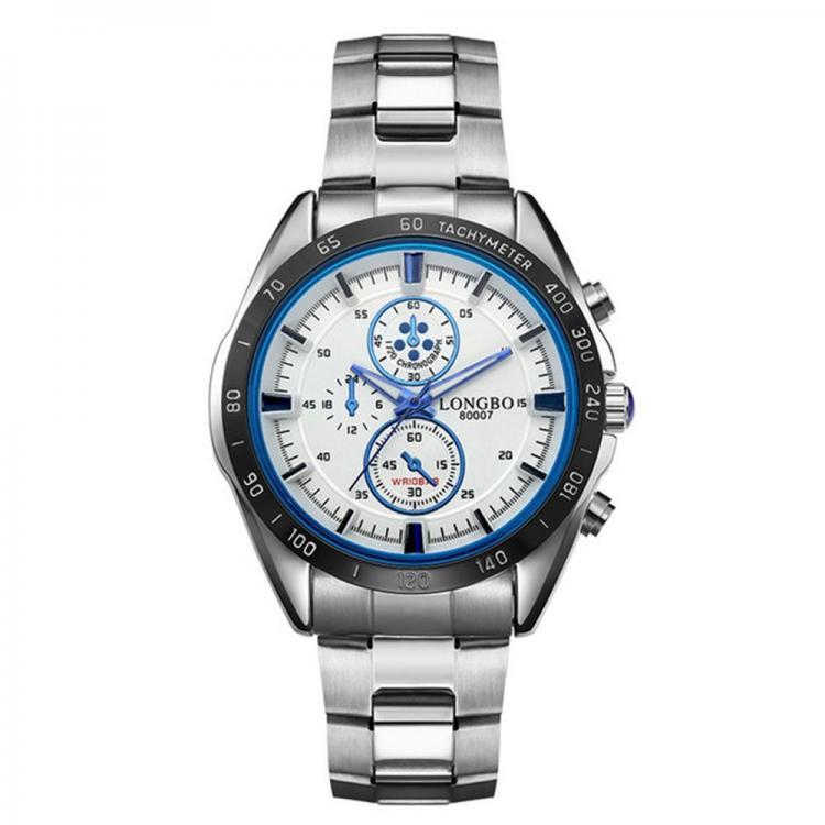 shopping שעונים לגבר LONGBO 80007 Full Steel Men Quartz Watches Business Style Analog Luminous Hand Watch