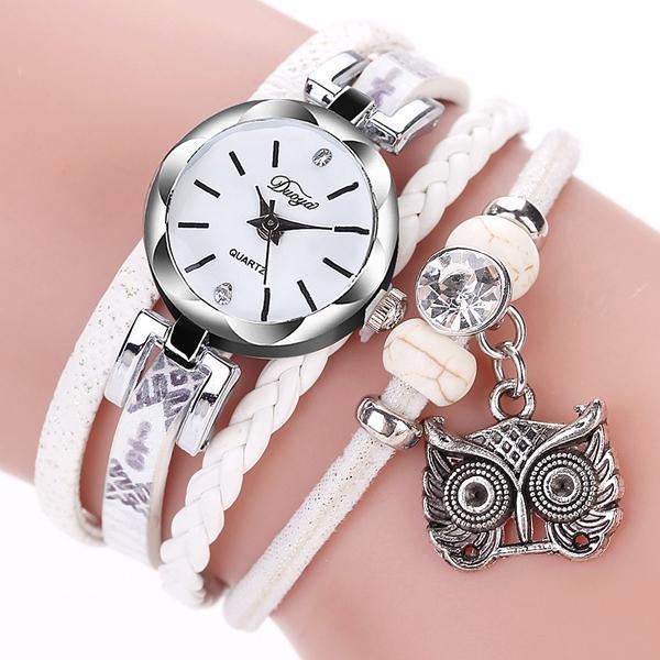 shopping שעונים לאישה DUOYA Cute Style Owl Pendant Ladies Bracelet Watch Fashion Women Wrist Watch