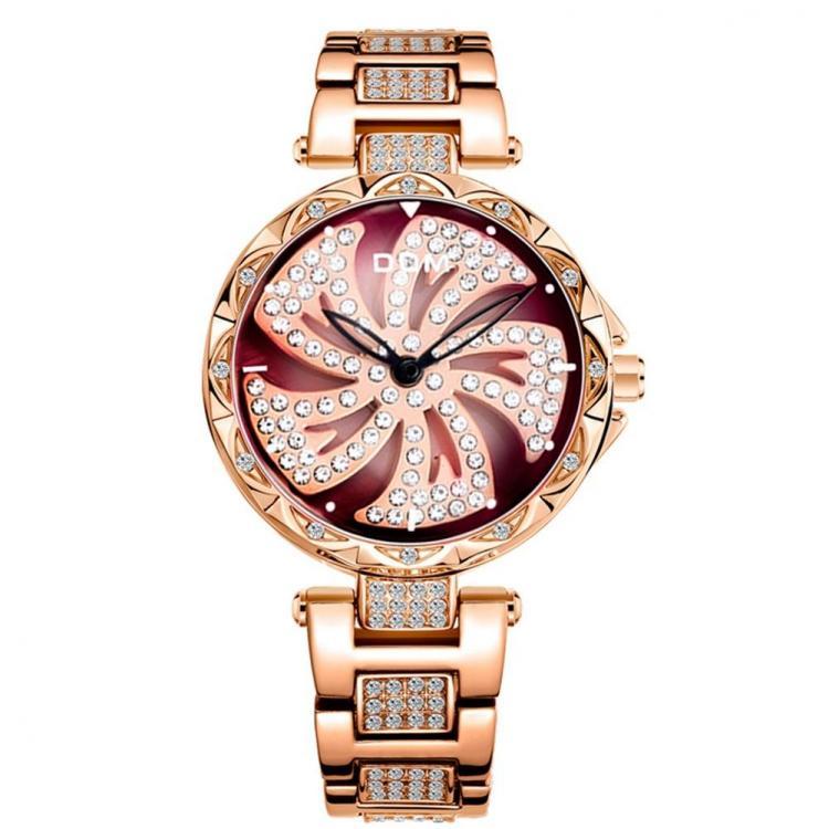 shopping שעונים לאישה DOM G-1258 Rotating Ladies Wrist Watch Shining Fashionable Full Steel Quartz Watches