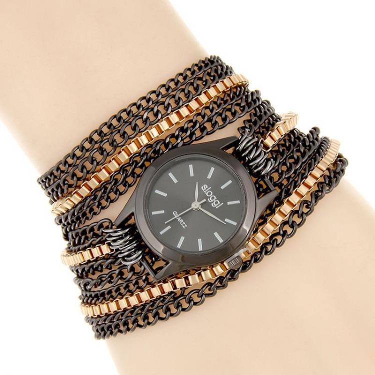 shopping שעונים לאישה SLOGGI Retro Zinc Alloy Three Times Around Bracelet Women Quartz Watch