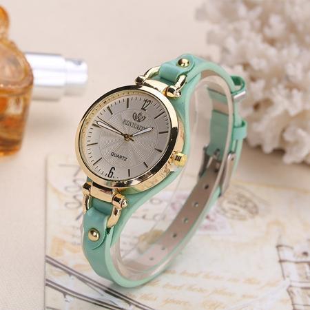 shopping שעונים לאישה Deffrun Casual Style Colorful Gold Case Ladies Wrist Watch PU Leather Quartz Watches