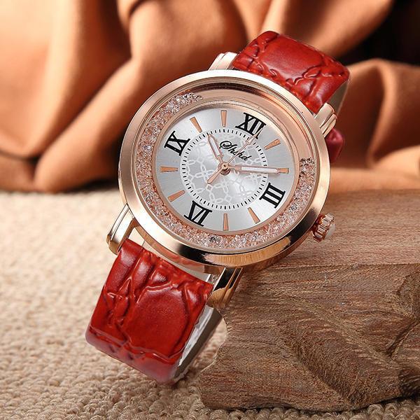 shopping שעונים לאישה Fashion Women Watch Ladies Rhinestone Leather Analog Quartz Watch