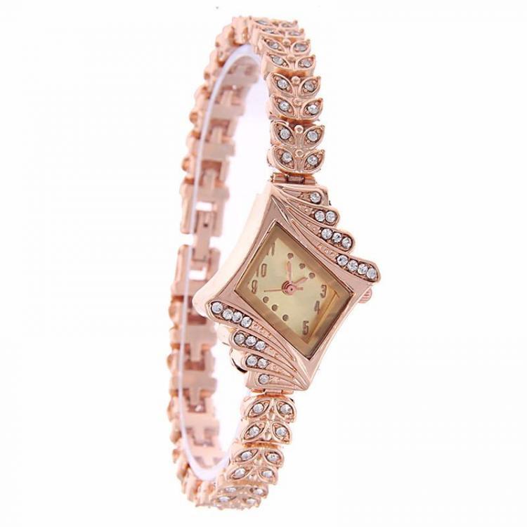 shopping שעונים לאישה Fashion Ladies Dress Watch The Diamond Shape Crystal Leaf Women Bracelet Quartz Watch