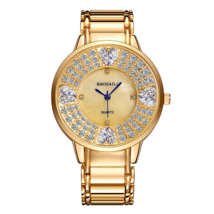 shopping שעונים לאישה BAOSAILI BSL1036 Shining Ladies Wrist Watch Heart Imitation Diamond Quartz Watch