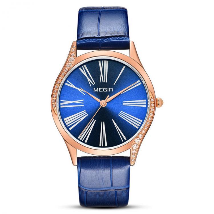 shopping שעונים לאישה MEGIR 4212 Fashion Women Watch Light Luxury Leather 3ATM Waterproof Female Quartz Watch