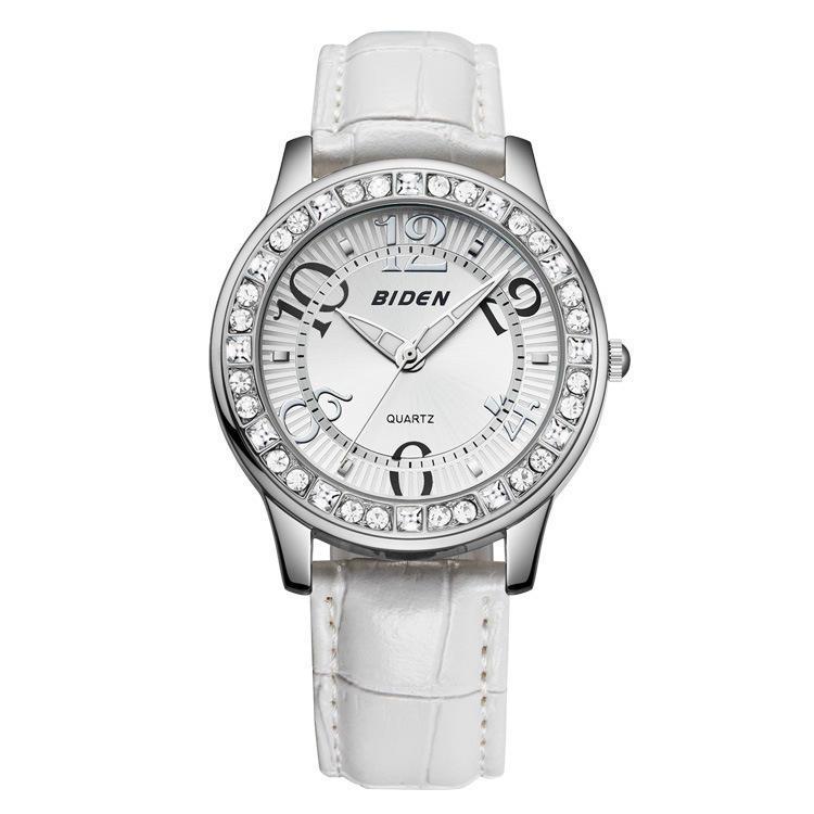 shopping שעונים לאישה BIDEN BD1110 Classic Crystal Women Wrist Watch Leather Strap Casual Quartz Watch