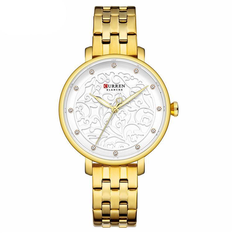 shopping שעונים לאישה CURREN 9046 3D Dial Display Business Women Wrist Watch Steel Band Quartz Watches