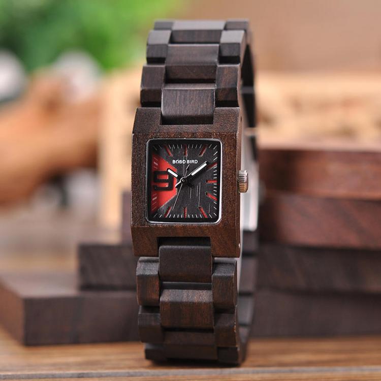 shopping שעונים לאישה BOBO BIRD S02 25mm Small Square Dial Women Wrist Watch Wooden Quartz Watch