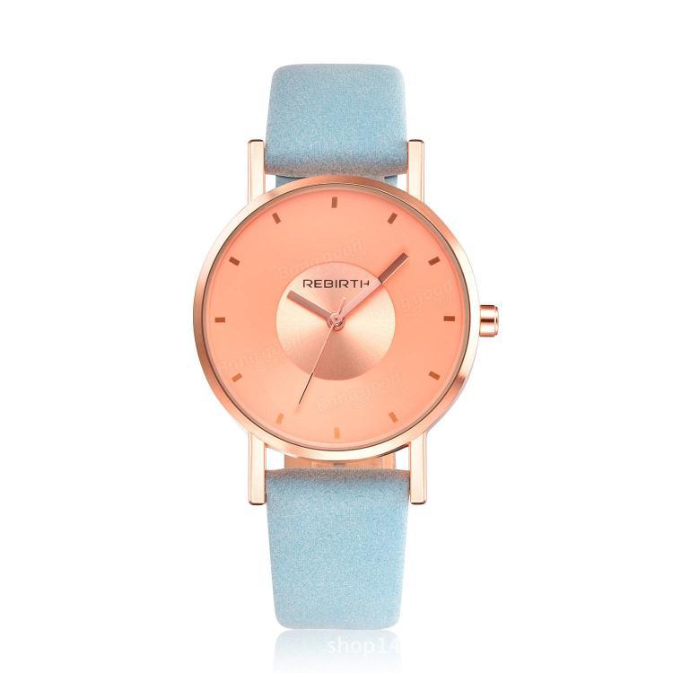 shopping שעונים לאישה REBIRTH RE055 Rose Gold Case Women Wrist Watch Casual Style Gift Leather Strap Quartz Watches
