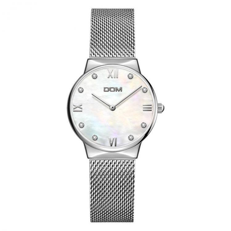 shopping שעונים לאישה DOM G-32G Crystal Shell Surface Ladies Wrist Watch Stainless Steel Band Quartz Watch