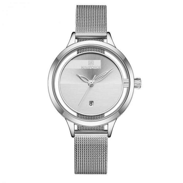 shopping שעונים לאישה NAVIFORCE NF5014 Full Steel Hollow Ladies Wrist Watch Date Display Waterproof Quartz Watch