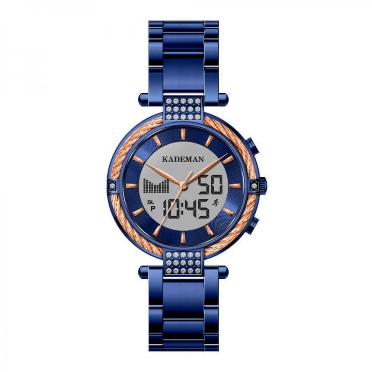 shopping שעונים לאישה KADEMAN K9080 Calendar Dual Display Watch Full Steel Alarm Ladies Quartz Watch