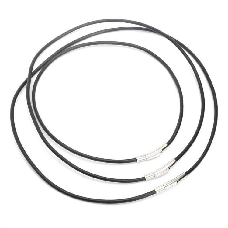 shopping תכשיטים לגבר Unisex Stainless Steel 3mm Chain Black Leather Cord Rope Trendy Pendant Necklace Choker