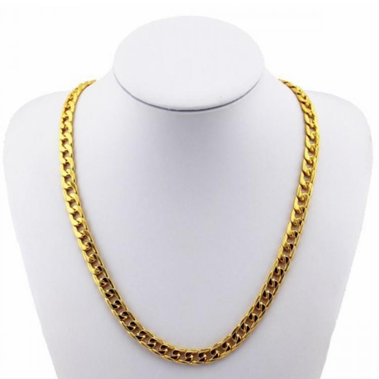 shopping תכשיטים לגבר 18K Gold Plated 10mm Men Chain 24inch Necklace Jewelry