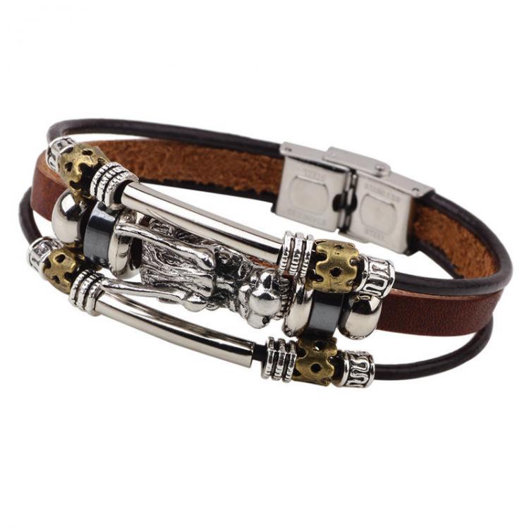 shopping תכשיטים לגבר Vintage Leather Trendy Dragon Charming Bracelet Zinc Alloy Chain Bangle for Men