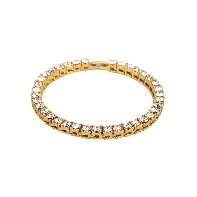 shopping תכשיטים לגבר Hip Hop Rhinestone Chain Zinc Alloy  Gold Color Rock Style Bracelet for Men