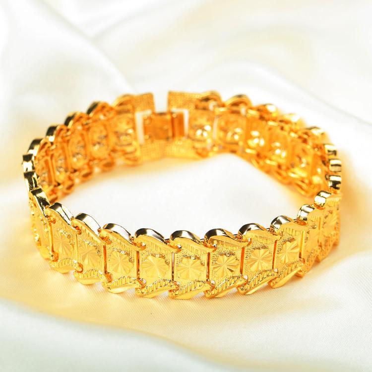 shopping תכשיטים לגבר 18K Gold Plated Flower Shape Male Bracelet