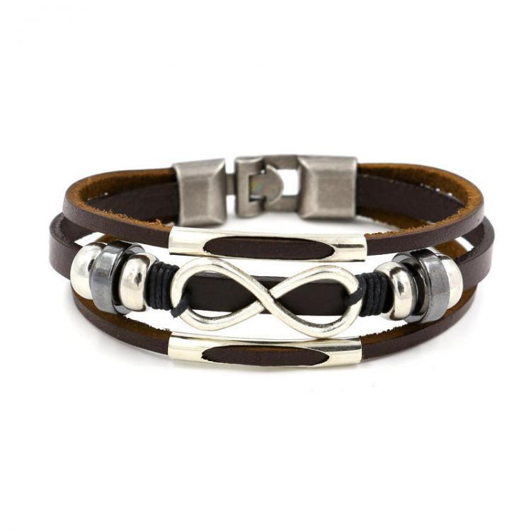 shopping תכשיטים לגבר Multilayer Infinity Knot Bracelet Casual Fashion Leather Bracelets for Men Women