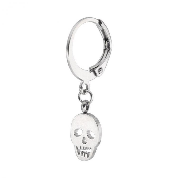 shopping תכשיטים לגבר 1 Piece Titanium Steel Earring Punk Skull Pendant 316L Stainless Steel Hoop Earrings for Men Women