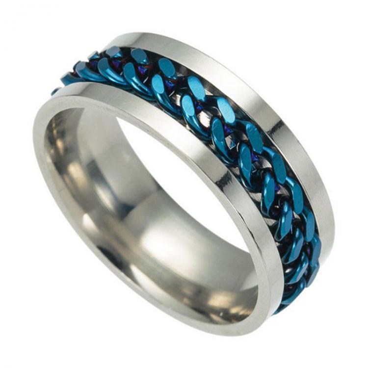shopping תכשיטים לגבר Titanium Steel Rotating Chain Finger Rings Fashion Style Steel Ring For Men