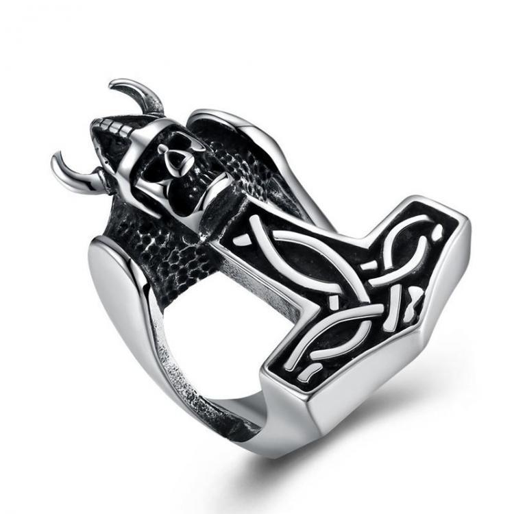 shopping תכשיטים לגבר Punk 316L Stainless Steel Skull Ring Vintage Warrior Ring for Men