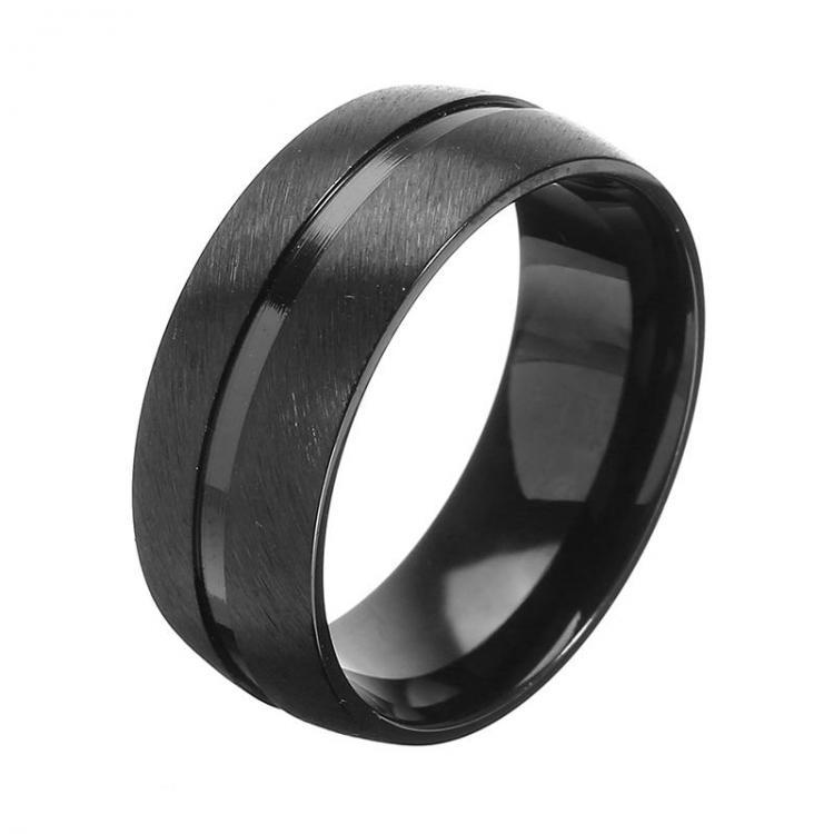shopping תכשיטים לגבר 8mm Black Stainless Steel Men Ring Jewelry Clothing Accessories