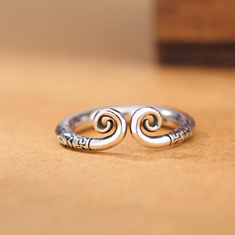 shopping תכשיטים לגבר Golden Hoop Monkey King Antique Silver Adjustable Matching Ring for Couples